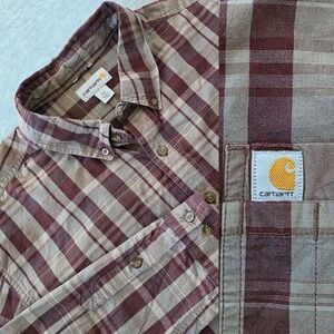 Carhartt Relaxed Fit Plaid Flannel Long Sleeve Button Up Shirt Men's 2XLT Tall